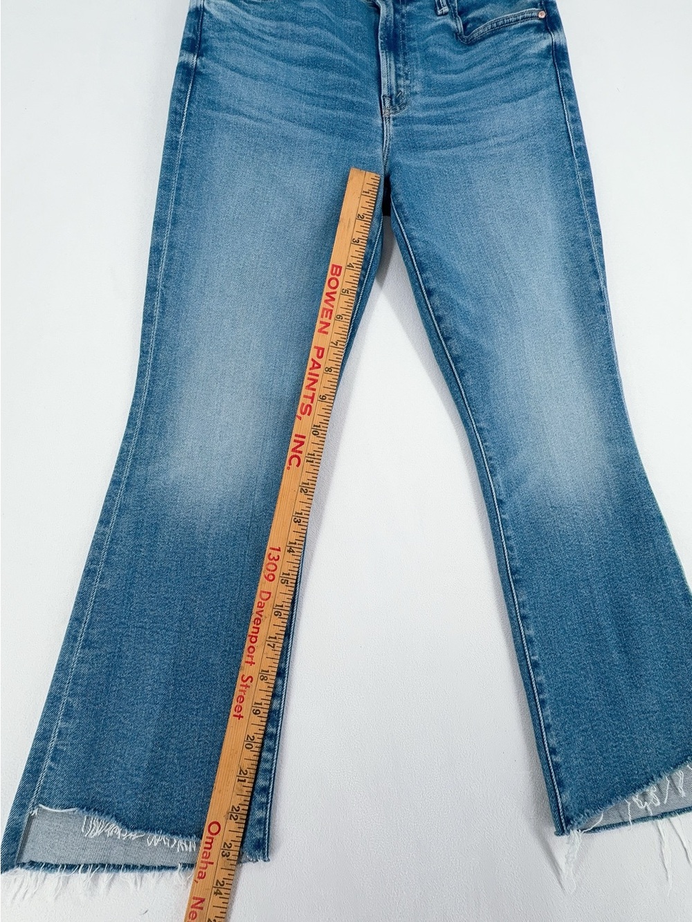 MOTHER Mid-Rise Light Blue Flare Jeans with Frayed Hem - Picture 5 of 11
